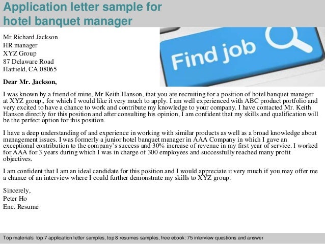 sample banquet manager resume