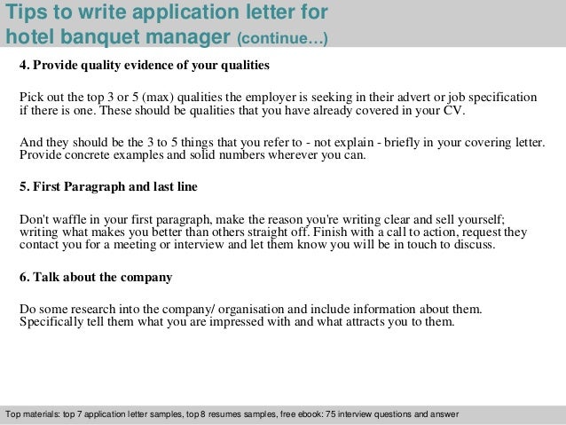 hotel banquet manager application letter banquet manager cover letter