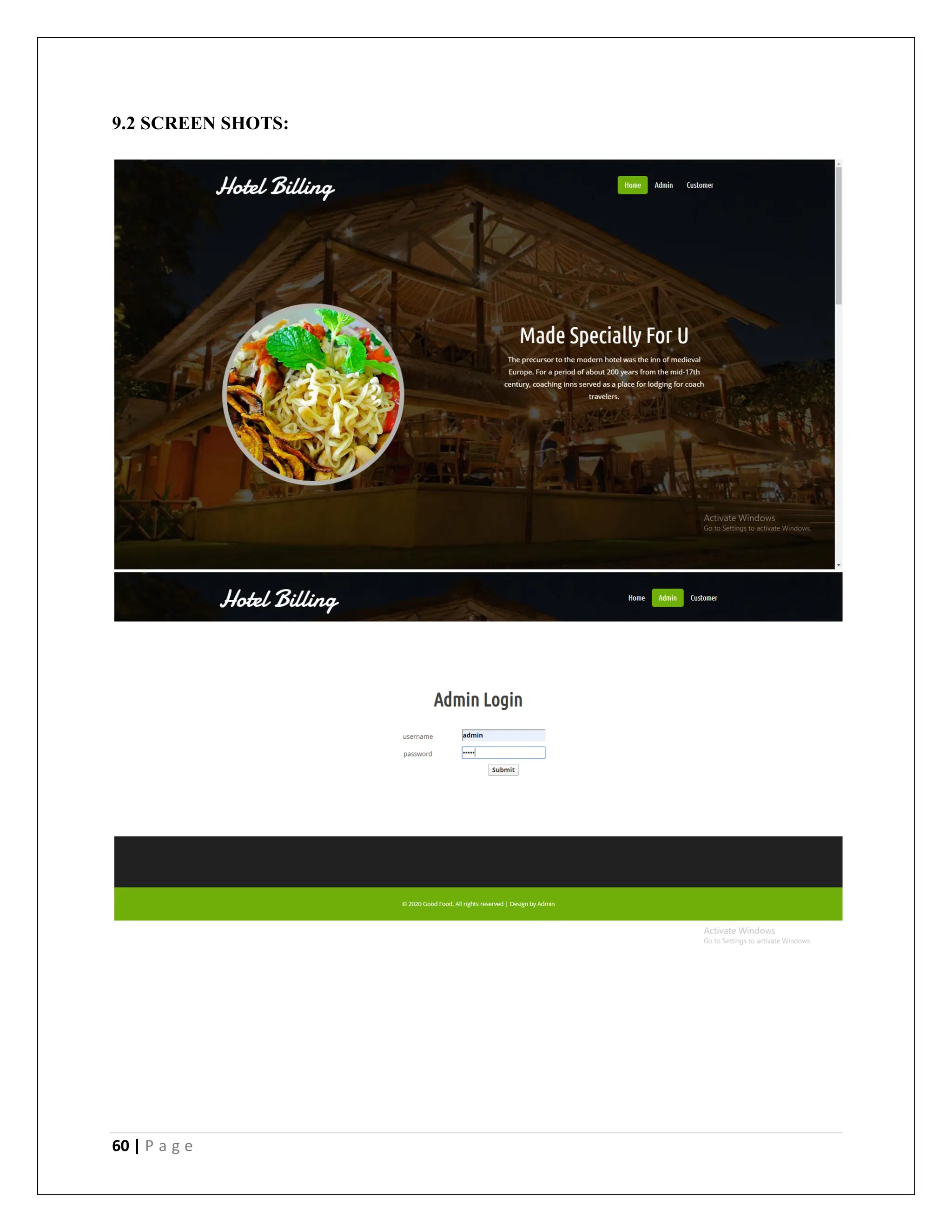 60 | P a g e
9.2 SCREEN SHOTS:
 