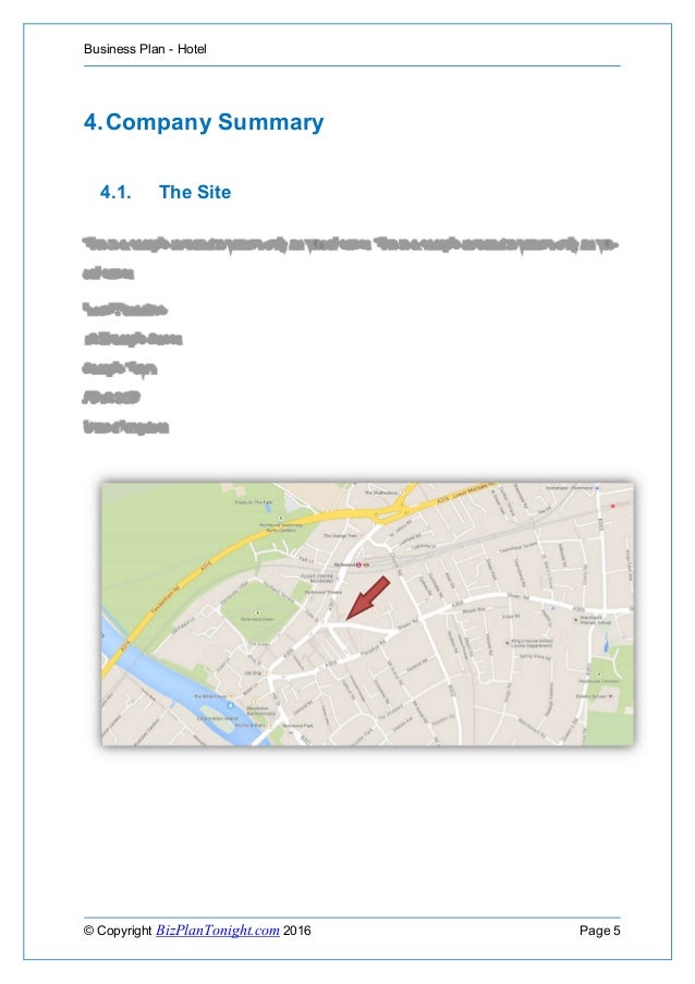 Business Plan for a Hotel