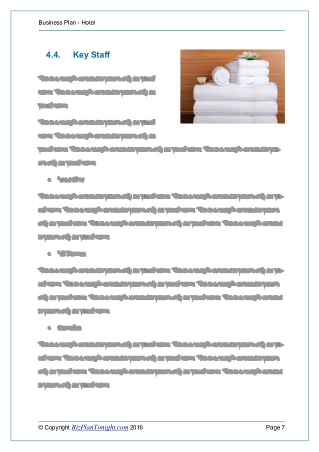 Business Plan for a Hotel