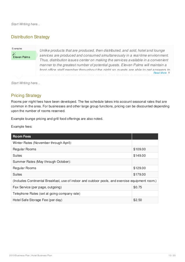 Hotel business plan example