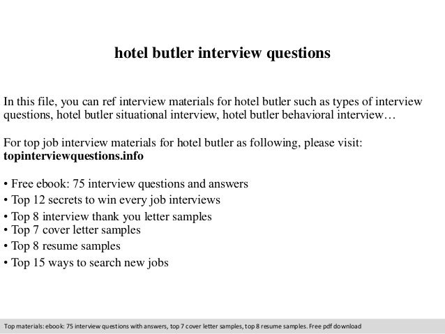 hotel job interview questions