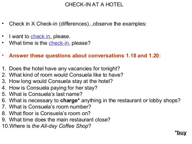 Hotel check in and the use of would
