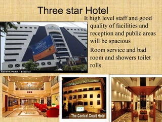 Three star Hotel
It high level staff and good
quality of facilities and
reception and public areas
will be spacious
• Room service and bad
room and showers toilet
rolls
www.indianchefrecipe.com
 