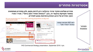 ‫מתחרים‬ ‫אסטרטגיות‬
‫תמחור‬
‫ונאמנות‬
‫מקום‬ ‫להזמין‬ ‫היכן‬ ‫בהחלטה‬ ‫מרכזי‬ ‫תפקיד‬ ‫ממלאים‬ ‫מחירים‬,‫משתמשים‬ ‫מתחרים‬ ‫ולכן‬
‫זה‬ ‫בהקשר‬ ‫טקטיקות‬ ‫במספר‬,‫בהן‬" :‫ביותר‬ ‫הטוב‬ ‫המחיר‬ ‫הבטחת‬";‫מכרז‬/‫מכרז‬
‫הפוך‬;‫למחירים‬ ‫בנוגע‬ ‫והתראות‬ ‫האחרון‬ ‫הרגע‬ ‫של‬ ‫מחירים‬.
‫מקור‬:IHG Commercial Strategy presentation, September 2016
‫רשת‬IHG‫תמחור‬ ‫מקדמת‬
‫בשיטת‬"‫שלך‬ ‫המחיר‬"
 
