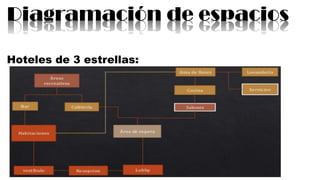 Diagramación de espacios
Hoteles de 3 estrellas:
 