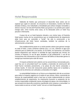 Hoteles sostenibles y responsables (Ensayo)