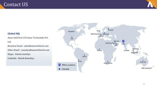 Contact US
Global HQ
Amar InfoTech C/O Amar Technolabs Pvt
Ltd
Business Email : sales@amarinfotech.com
Other Email : ramoliya@amarinfotech.com
Skype : hitesh.ramoliya
LinkedIn : Hitesh Ramoliya
23
 