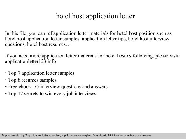 Hotel host application letter