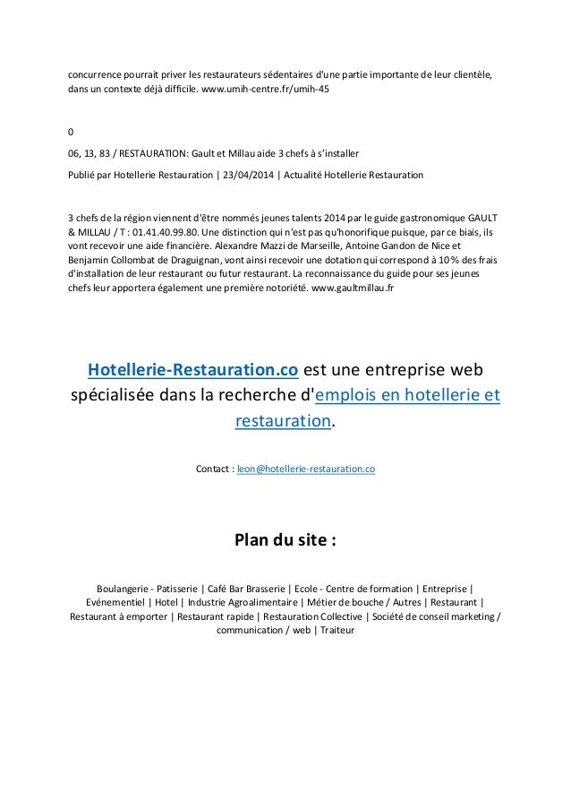 Hotellerie restauration emplois 2 en France