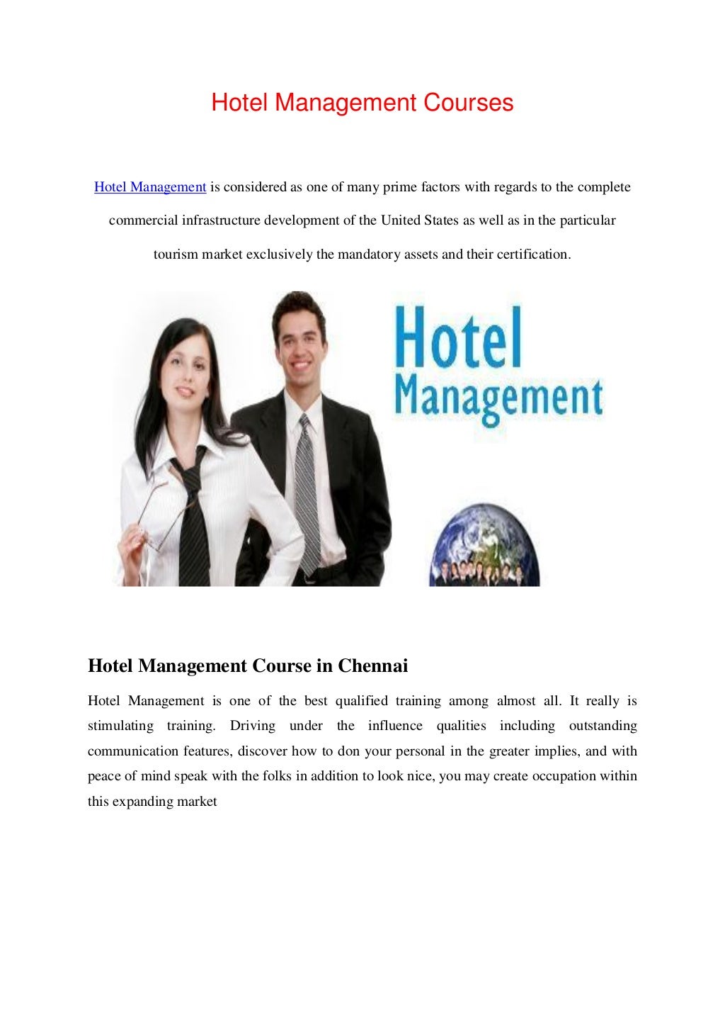 Hotel management courses