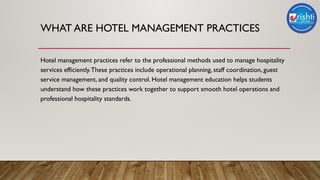 Hotel Management Practices Explained for Hospitality Students | PPTX