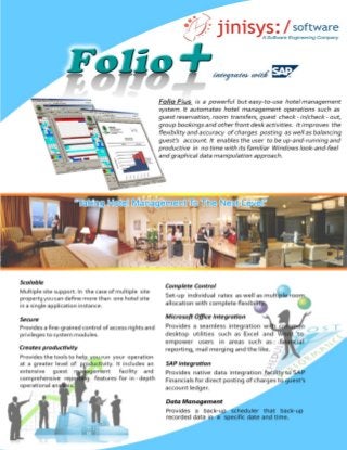 Hotel Management System | Folio Plus | Jinisys Software Inc.