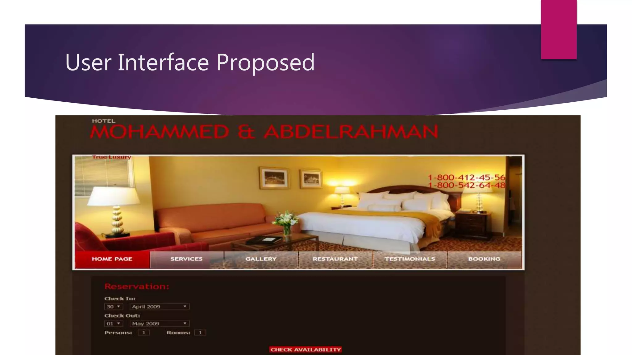 User Interface Proposed
 