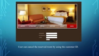 User can cancel the reserved room by using the customer ID.
 