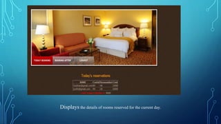 Displays the details of rooms reserved for the current day.
 