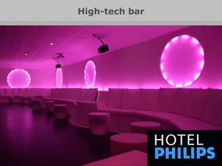 Concept: Hotel  Philips Hotel Philips als representant van industriële geschiedenis. Biedt uitstraling aan het gebied Philips Hotel = hotel + restaurant + museum maar ook vergaderen, ontmoetingsplek, organiseren van activiteiten, etc > betekenisvolle ‘ experience ’ voor bezoekers Ma-Di-Wo-Do:  vooral zakelijk bezoek Vr-Za-Zo: cultuur, vrije tijd, activiteiten > Het hotel symboliseert metamorfose van gebied 