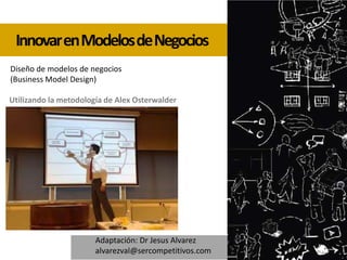 Innovar en Modelos de Negocios
Diseño de modelos de negocios
(Business Model Design)
Utilizando la metodología de Alex Osterwalder

Adaptación: Dr Jesus Alvarez
alvarezval@sercompetitivos.com

 
