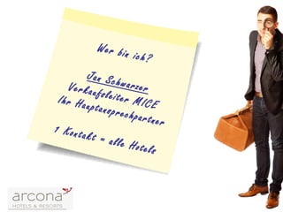 Wer bin ich?
Jan SchwarzerVerkaufsleiter MICEIhr Hauptansprechpartner
1 Kontakt = alle Hotels