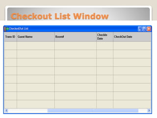 Checkout List Window