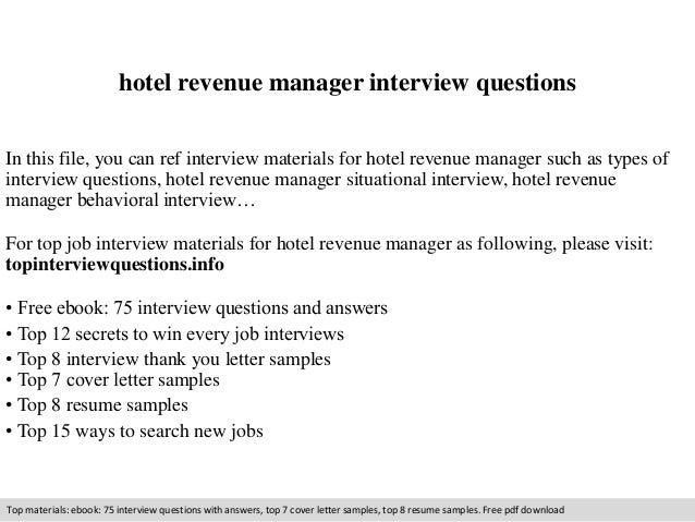revenue manager cover letter