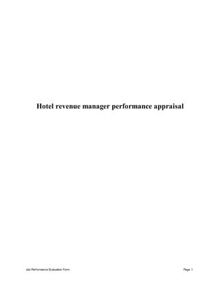 Job Performance Evaluation Form Page 1
Hotel revenue manager performance appraisal
 
