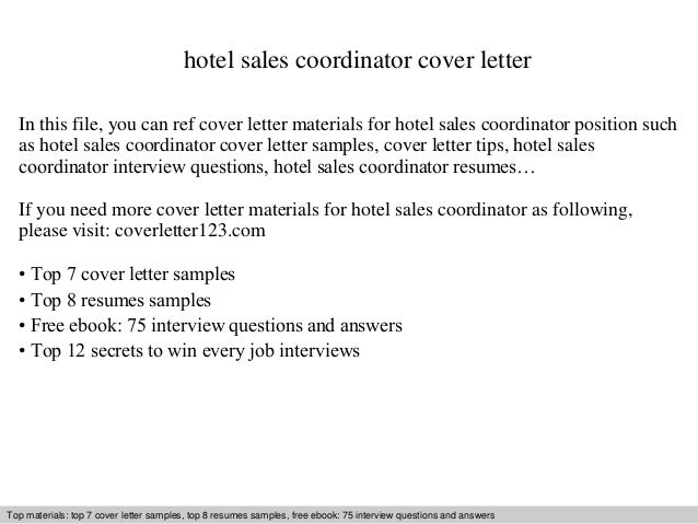 Hotel sales coordinator cover letter