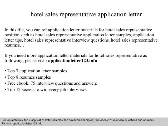hotel sales representative application letter route sales representative resume