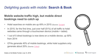 Hotels on the Mobile Frontier | July 14, 2016
Delighting guests with mobile: Search & Book
Mobile website traffic high, bu...