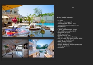 ≈≈
At our guests’ disposal:
- 15 rooms
- outdoor swimming pools
- restaurant De le Mar (24 hour)
- sauna, bathhouse attendant services
- Karaoke Hall
- meeting room
- Lounge Terrace with sun lounges
- SPA and fitness near the Hotel
- massage in the room
- family apartment
- 24-hour parking zone
- daily and evening room cleaning
- free Wi-Fi and high-speed Internet access
- concierge service (24 hour)
- Room service (24 hour)
- transfer service, rent a car
- laundry service, dry cleaning, shoe polish
- meeting organization
- excursions
 