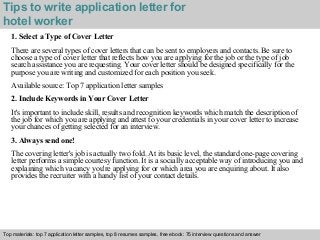 application letter for hotel work in nigeria