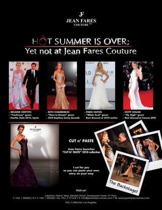 Hot Summer Is Over; Yet Not At Jean Fares Couture