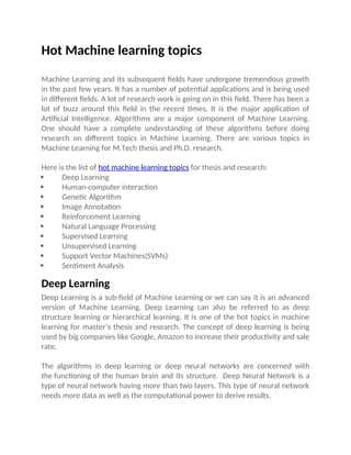 Hot machine learning topics | PDF