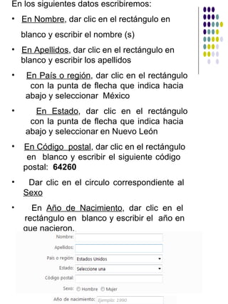 Procedimiento para crear una cuenta de correo electronico en Hotmail | PPT
