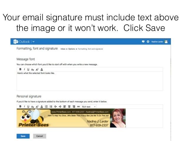 change signature line in hotmail
