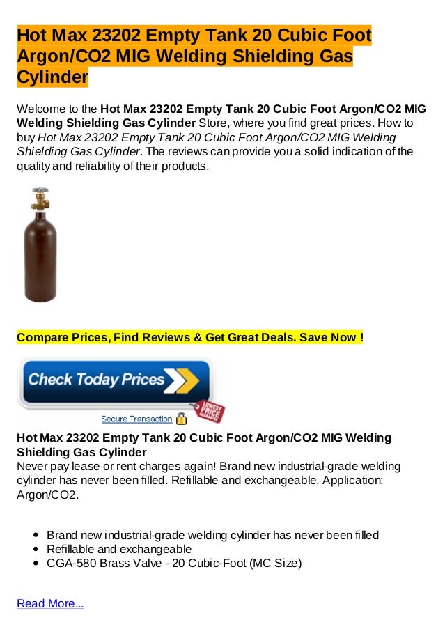 Hot max 23202 empty tank 20 cubic foot argon co2 mig welding shielding