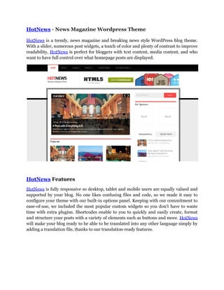 Hot news   news magazine wordpress theme