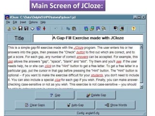 Main Screen of JCloze:
 