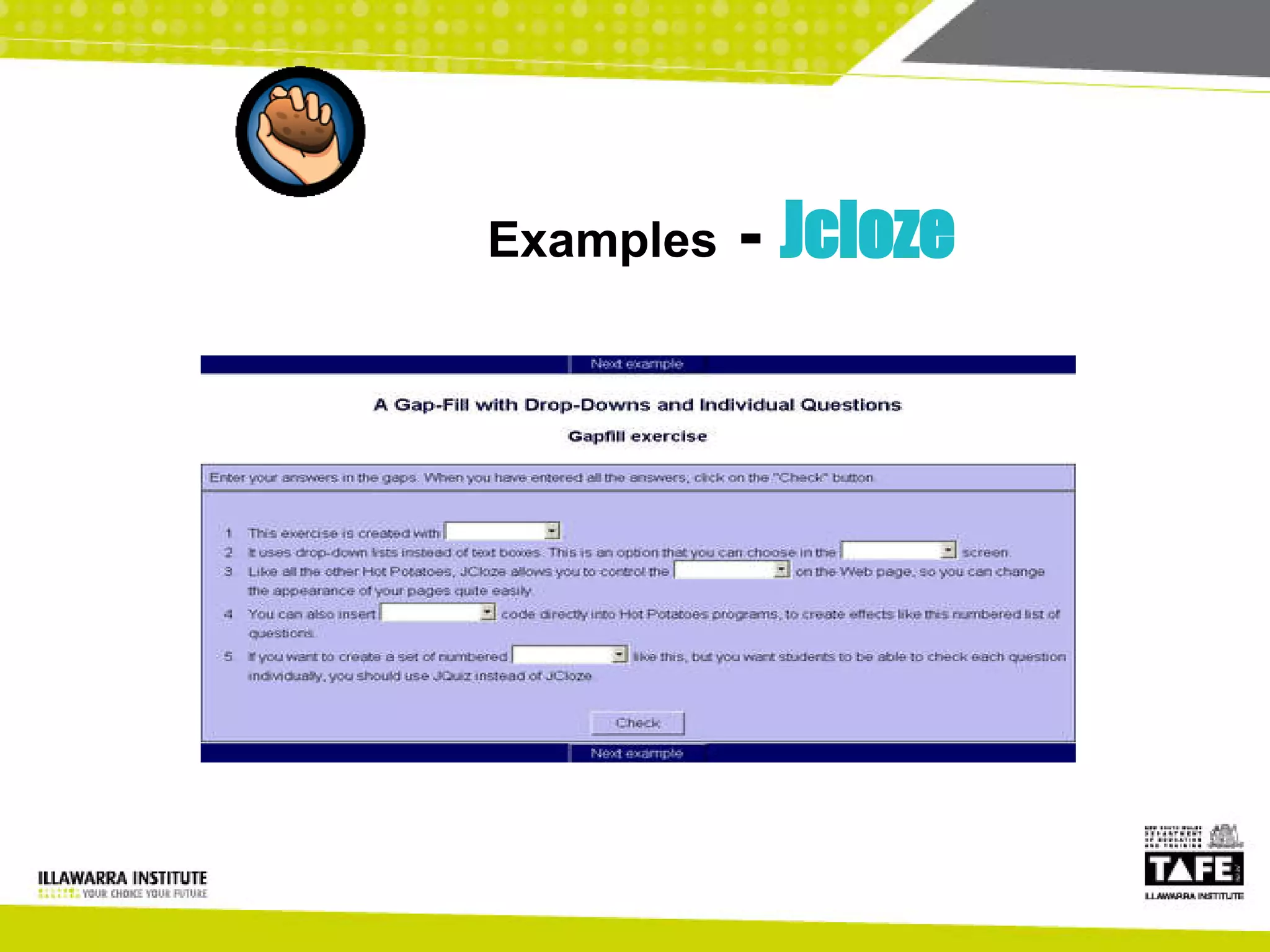 Examples  -  Jcloze 