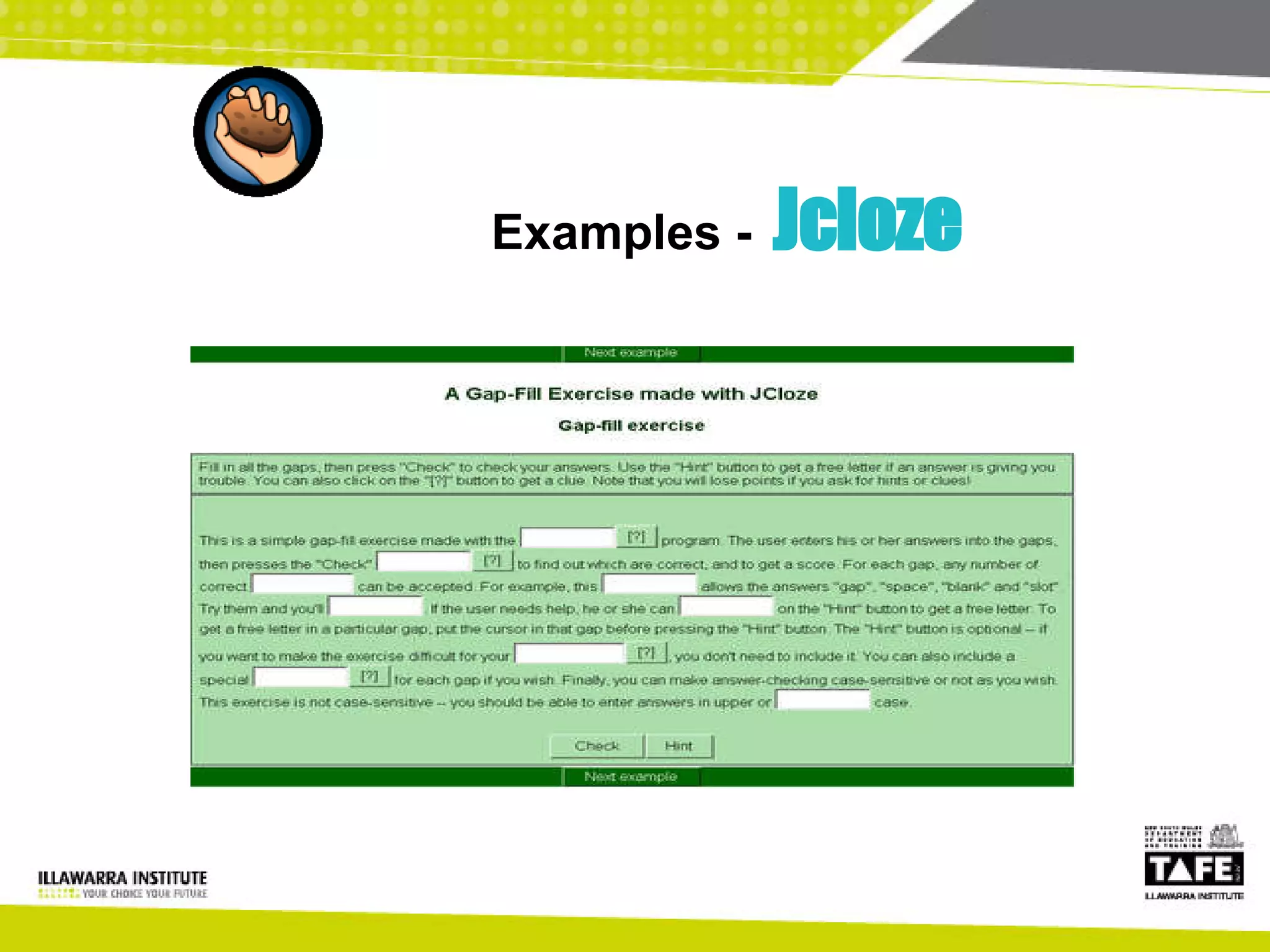 Examples -   Jcloze 