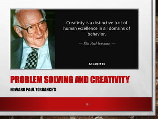 PROBLEM SOLVING AND CREATIVITY
EDWARD PAUL TORRANCE’S
19
 