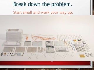 61
Break down the problem.
Start small and work your way up.
 