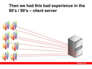 Then we had this bad experience in the
80’s / 90’s – client server
 