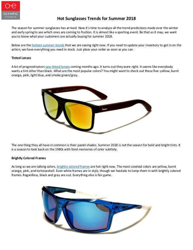 Hot Sunglasses Trends For Summer 2018