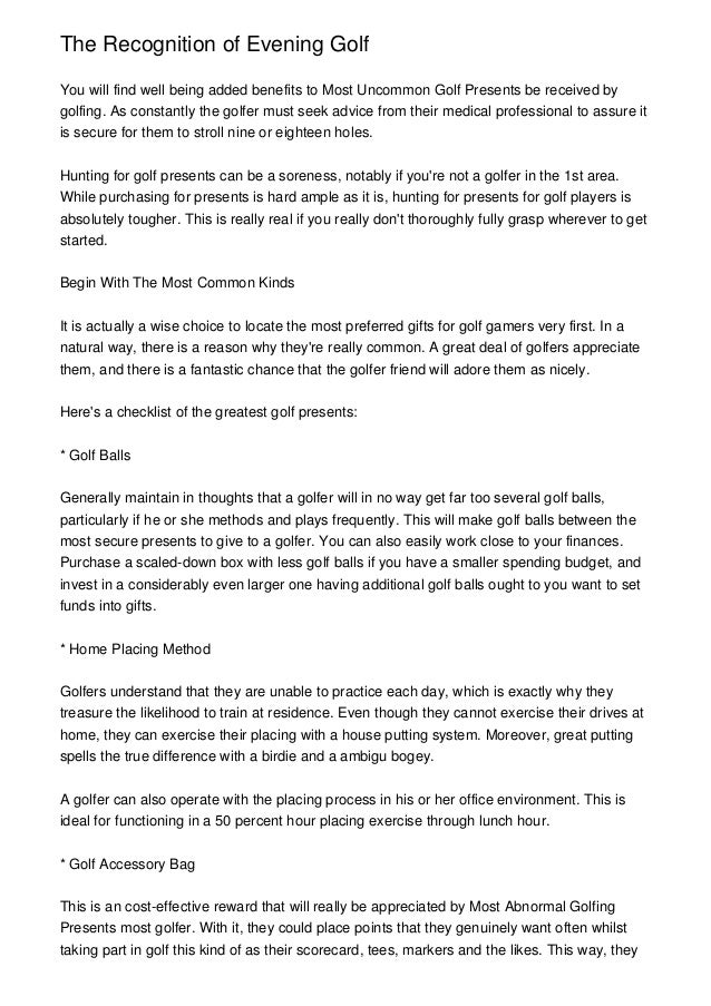 The Recognition of Evening Golf