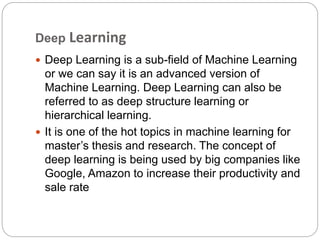 Hot Topics in Machine Learning For Research and thesis | PPTX