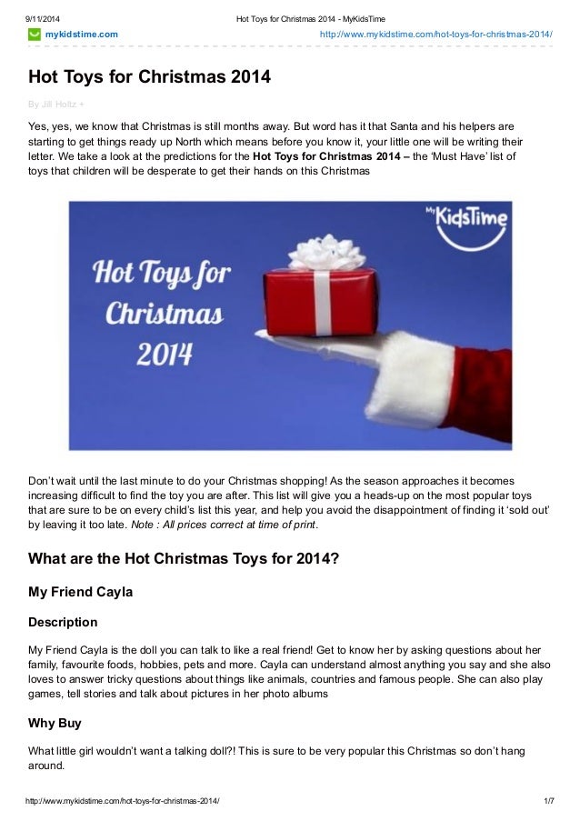 Hot Toys For Christmas 2014 Mykidstime