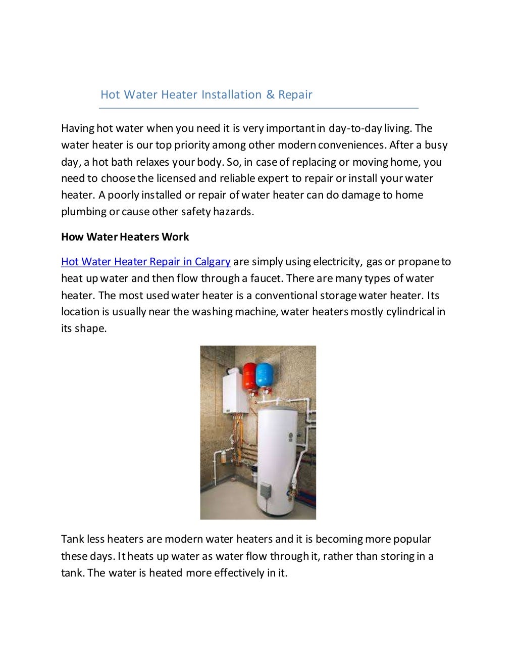 Hot Water Tank Calgary 24/7 Plumbing Services Calgary