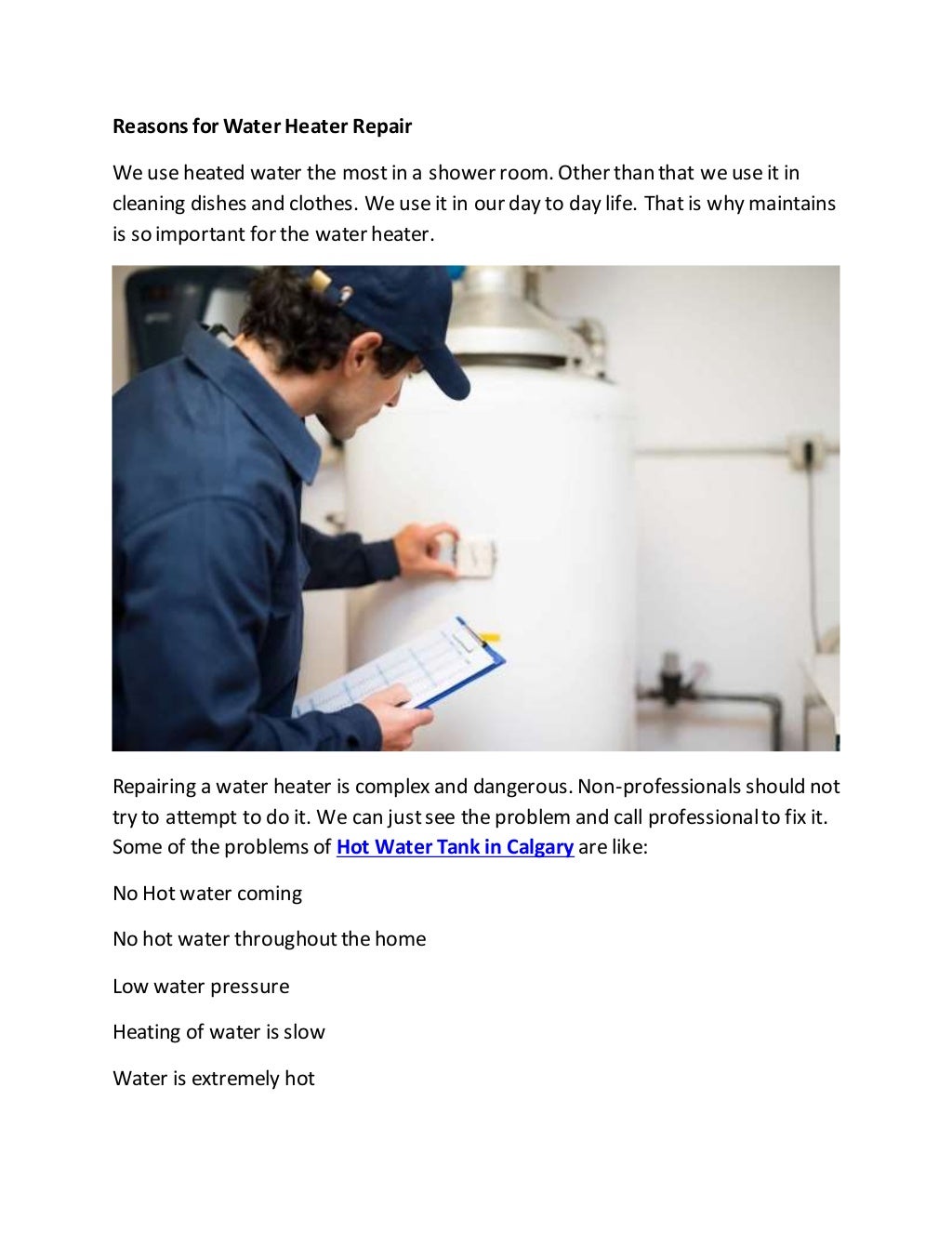 Hot Water Tank Calgary 24/7 Plumbing Services Calgary